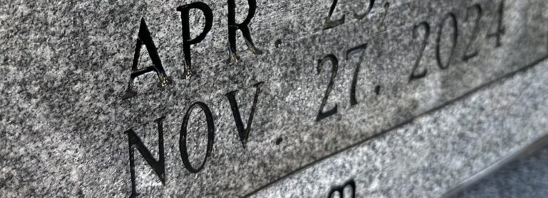 Closeup of engraved date